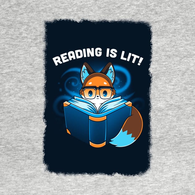 Cute Funny Fox Reading Book Lover animal lover Sarcastic Funny Quote Artwork by LazyMice